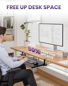 Zontera Ergonomic Keyboard Tray Under Desk, 25.6x11.8 Inch Board, Black — photo 6 of 6