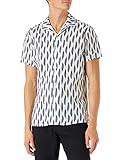 Estampada Springfield Camisa Lino Estampada para Hombre, Estampado Fondo Blanco, XL