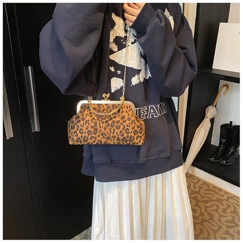 Bolso de mano pequeño tipo clutch con estampado de leopardo miniatura 3