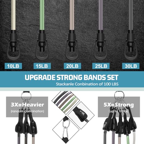 Image of VEICK Resistance Bands with Handles for Men Women, Exercise Bands, Workout Bands for Working Out, Exercising Bands for Fitness Weights Work Out at Home Gym, 100lbs /150lbs /200lbs