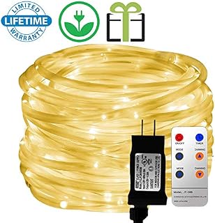 LED Rope Lights, Remote 33FT 136 LED Indoor Outdoor Rope Lights, 8 Modes/Timer