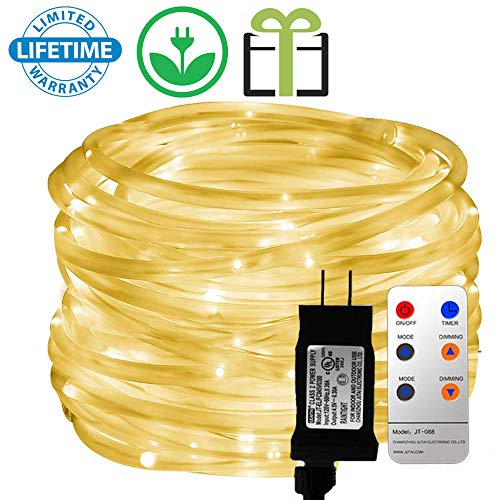 LED Rope Lights, Remote 33FT 136 LED Indoor Outdoor Rope Lights, 8 Modes/Timer