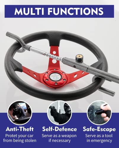 ELECTOP Steering Wheel Lock With 113dB Alarm – Heavy Duty Anti-Theft Device For Cars, Trucks, SUVs