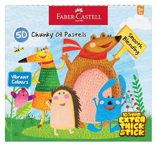 Image of Faber-Castell Oil Pastels 10.5mm Extra Thick - Pack of 50 Vibrant Colours | Smooth, Blendable Thick Pastels for Artists & Creative Projects