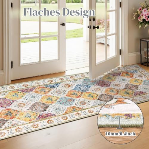 SHACOS Läufer Flur 80x300 cm rutschfest, Langer Teppichläufer Waschbar Bunt – Ansicht 6