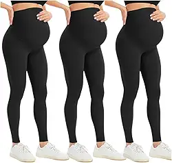 Kit 3 Legging Gestante Calça Para Grávida Conforto E Sustentação Barriga Roupa Maternidade Suplex