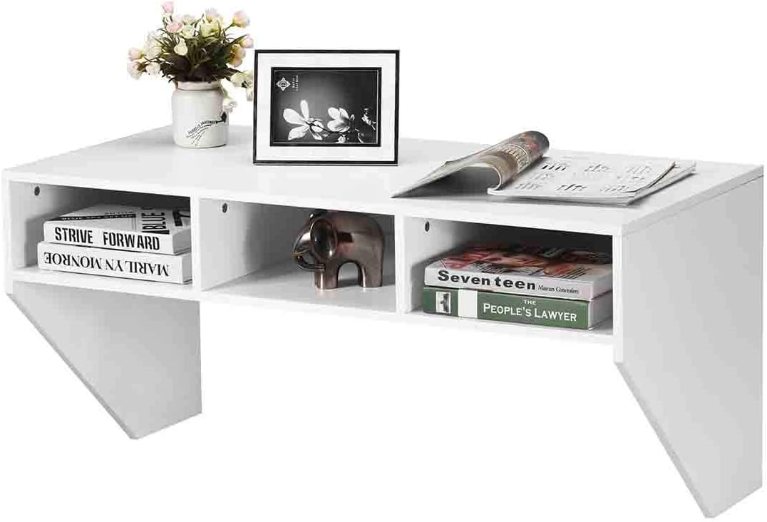 Orbit Wall Mounted Floating Workstation Desk with Shelves