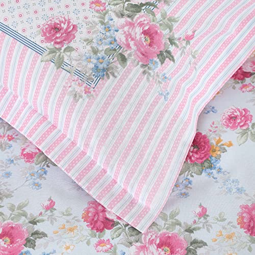 Karaca Home Haley Blau Cotton Natürliche Doppelbettwäsche Duvet Cover (200x220 cm) Bed Linen (240x260 cm) 2 Voluminous Pillowcases (50x70 cm) Material 100% Cotton