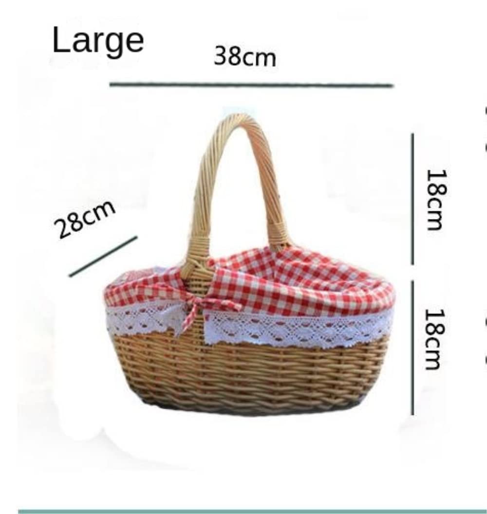 Cesta Picnic Cesta de Picnic Bolsa De Picnic Tejida A Mano Cesta De Regalo Cesta De Almacenamiento De Mimbre Cesta Interior De Lino Para Acampar Uso De Almacenamiento De Picnic Canasta de Picnic ( Col