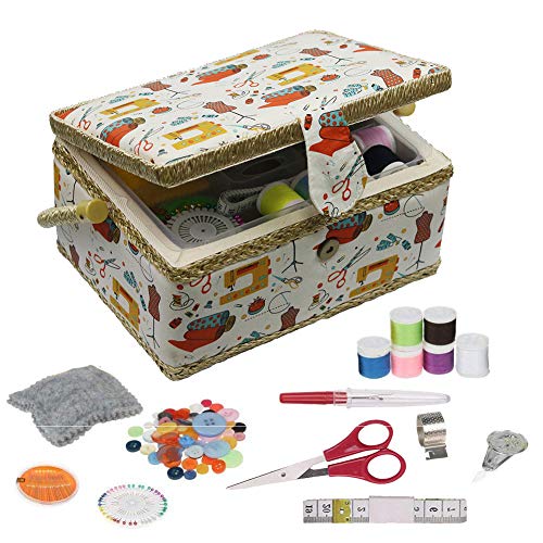 Sewing Basket - Sewing Basket Organizer with Handle & Insert Tray and Sewing Kit Accessories -...