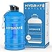 HYDRATE XL Jug botella de agua deportiva de 2,2 litros sin BPA y con tapa abatible ideal para el gimnasio (Azul)