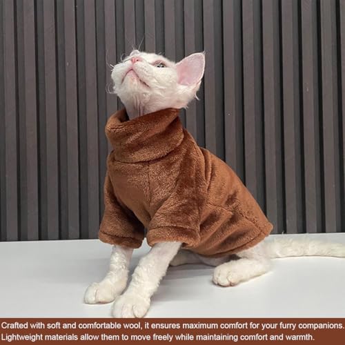 Maglione in pile per gatti, vestiti per gatti in unico pezzo, cappotto morbido per gatti, vestiti per gattini autunnali e invernali, per Sphynx Cornish Devon Rex, marrone - Image 6