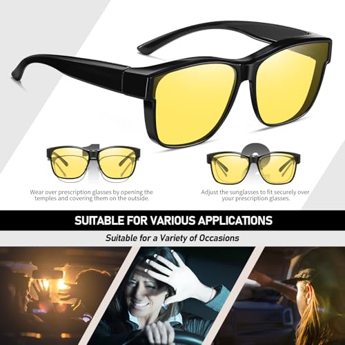 HAOLOTA Over Glasses Sunglasses for Women Men Polarized Square Fit Over Shades for Driving UV400 Protection4