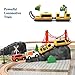 Giant bean 72PCS Fire Station Wooden Train Track Electric Train Set, Gift Packed Toy Railway Kits for Kids, Toddler Boys and Girls 3,4,5 Years Old and Up, Christmas Birthday Gift Toy for Kids