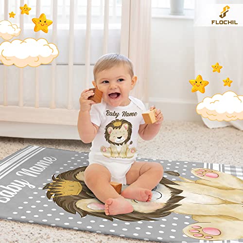 Flochil Personalized Baby Blankets, Custom Baby Blanket - Baby Blanket With Name For Boy, Best Gift For Baby, Newborn Lion Plush Fleece (30X40) #TOP5