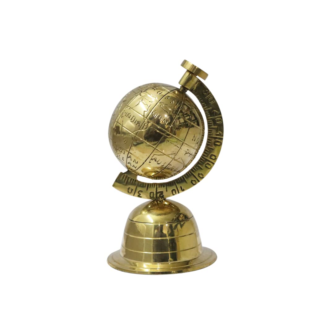 Globe en laiton sculpté main SANGAM, le cadeau de prestige idéal pour amateurs d'objets antiques