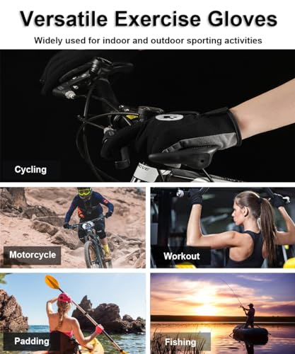 SUJAYU Full Finger Cycling Gloves for Men Women, Touchscreen Fullfinger Bike Gloves for Men Cycling, Paded MTB Glove Biking Glove for Men Bicycle Accessories (Red, Medium) - Thumbnail 6