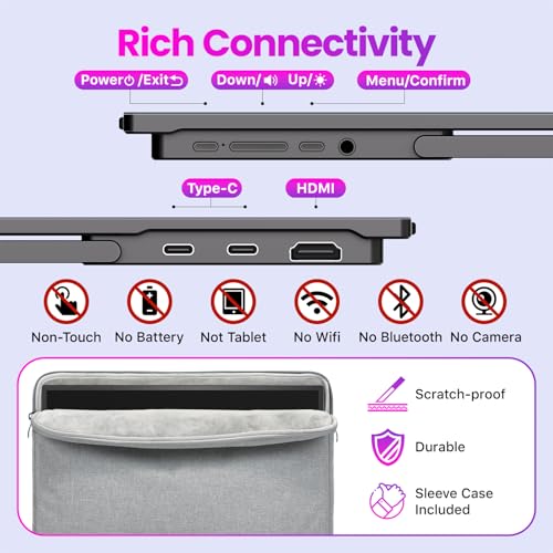 Image of Upperizon 16Inch 2.5K 2560x1600 16:10 100% sRGB Travel Monitor HDMI USB-C Portable Monitor for Laptop MacBook PC Surface Xbox Switch PS5 with Kickstand VESA