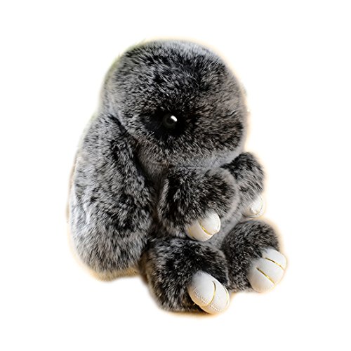 URSFUR Porte-Clé Lapin Peluche Mignon Fourrure de Lapin Pendentif/Accessoire de Sac Cadeau Fête Gel Noir
