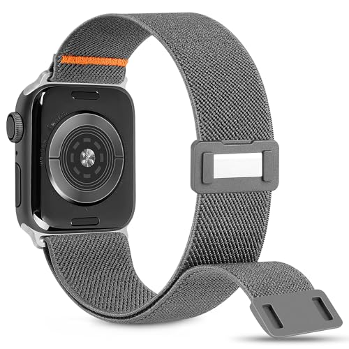 Image of Nylon Solo Loop Band Compatible with Apple Watch 40mm 41mm 42mm 38mm 44mm 45mm 46mm 49mm Women Men, Elastic Magnetic Clasp Stretchy Sport Strap for iWatch Series SE 11 10 9 8 7 6 Ultra