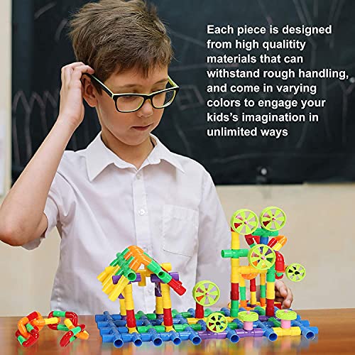Image of AEXONIZ TOYS Plastic Pipe Building Blocks - 165Pcs, Multicolor Bulk Plastic Educational Making Sweet Home Smart City Building Block for Indoor, Outdoor for Kids