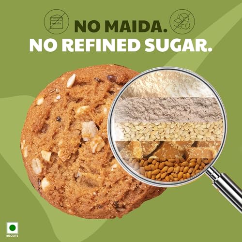 Image of Right Shift Jaggery Atta Cookies, 120g| No Palm oil, Made with Butter | 0% Maida, Refined Sugar| With Goodness of 6 Nuts & Seeds| Anytime Snack