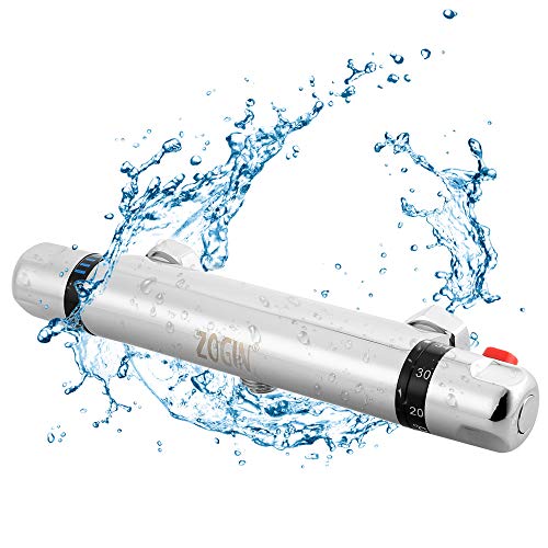 Mbuynow Miscelatore Termostatico Rubinetto Doccia Termostatico in Rame Finitura Cromata per Bagno Valvola Miscelatrice Termostatica (18cm)