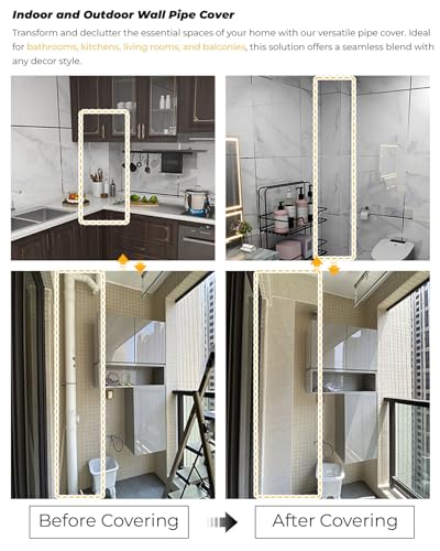Cubiertas de tubería para tuberías de agua, recinto rectangular para extractor de pared y tubos de lavabo de baño, fácil de cortar e instalar