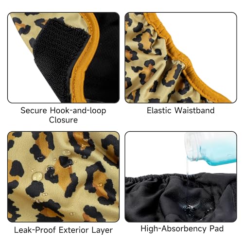 Image of Paw Legend Washable Reusable Female Dog Period Diapers for Heat Doggie Puppy Diapers for Female Dogs (3 Pack, Leopard, Small)