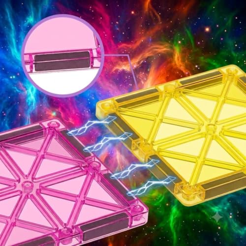 Image of Royals hub Diamond Shaped Magnetic Tiles Blocks, Magic Magnetic Building Blocks for Kids, Preschool Learning Sensory Montessori Constructing & Creative Learning Educational Toy (16 Pcs Tiles)