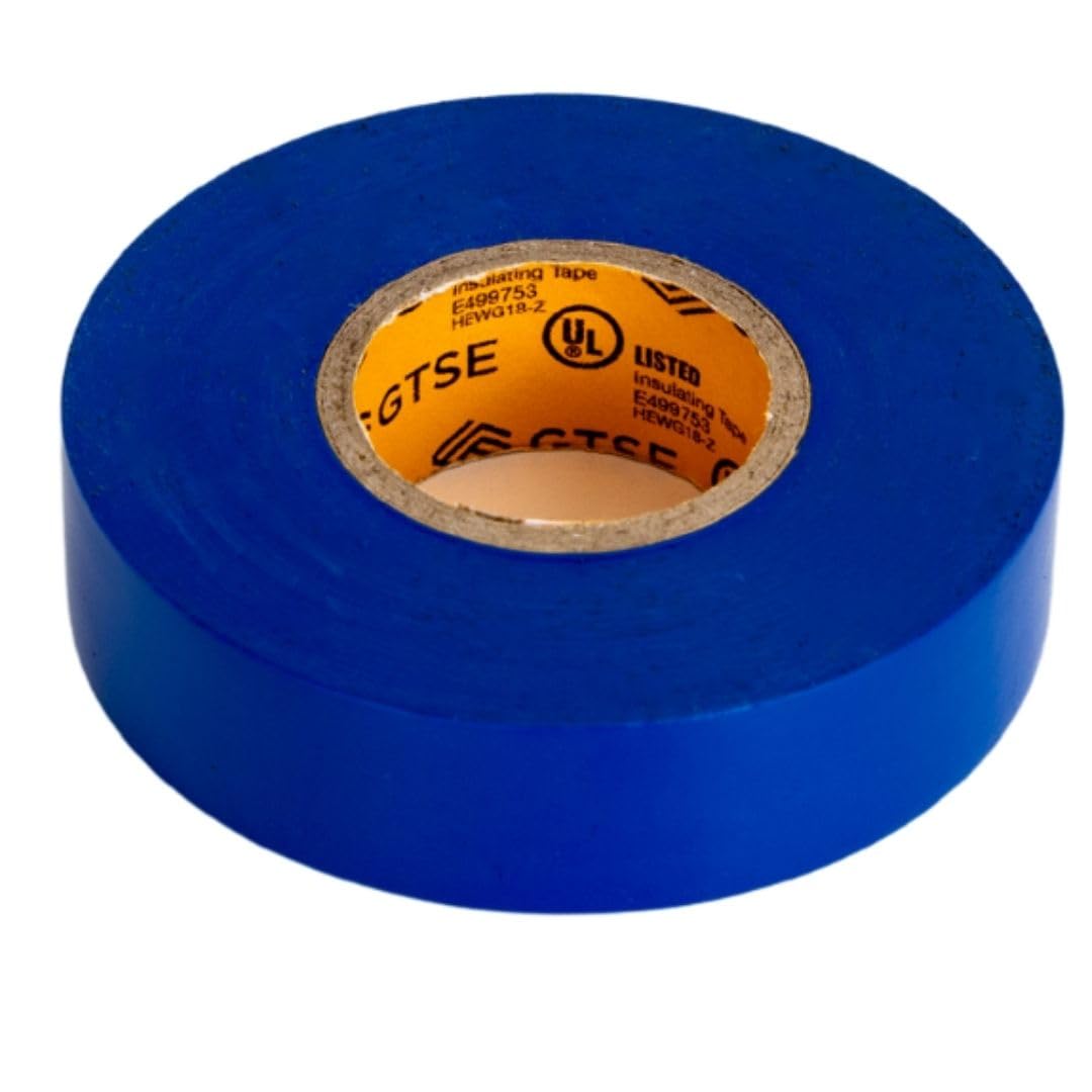 GTSE Nastro elettrico blu, 10 rotoli, impermeabile, in vinile di grado industriale, 1,9 cm x 1,9 m, nastro elettrico autoadesivo in PVC per isolamento dei fili, 7 mil, 600 V - UL/CSA