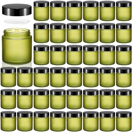 Image of Norme Glass Jars with Lids Cosmetic Jars, 48 Pcs, 4 oz, Pea Green