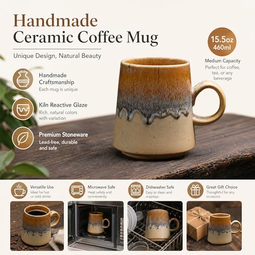Taza de cerámica artesanal estilo japonés de 15oz miniatura 3