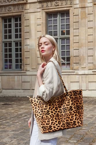Image of KALIDI Large Tote Bag Vegan Leather Casual Zipper Work Bag Weekender Hobo for Women 16L Oversize Shoulder Travel Purse