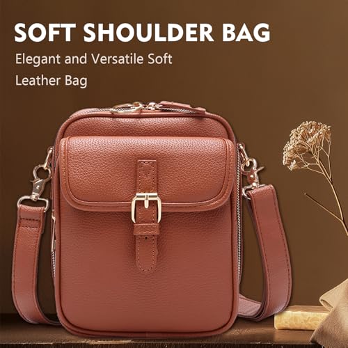 Leather Crossbody Bag for Women, 2025 New Double Layer Large Capacity Messenger Bag, Anti Theft Purse Shoulder Bag3