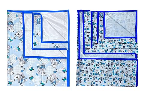 Image of EcoSoft Plastic Sheet,PVC Sheet for Kids,Rubber Sheet for Babies,Bed Wetting Protector(90 x 135 cm) (Blue Bear & BB Blue)