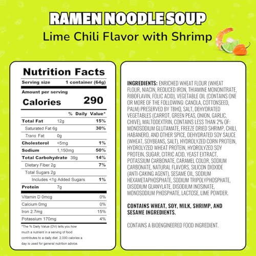 Image of Maruchan Instant Lunch Ramen Noodles, Lime Chili with Shrimp - Japanese-Style Instant Noodle Soup, Easy Meal Ready in 3 Minutes - 2.25 Oz. (12 Pack)