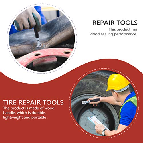 VILLCASE Rolo de Reparo de Pneu Rolo de Reparo de Tubo de Pneu Roda de Madeira E Borracha Com AlÃ§a