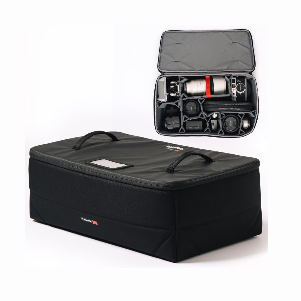 NANUK N-Cubik 17L Camera Bag Insert – Large Water-Resistant Cube – Shockproof Protective Camera Insert for Backpack – Perfect for Tech Gear &amp; Accessories (11.4” x 13.3” x 6.6”)