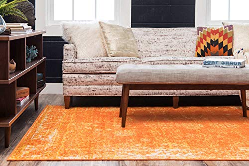 Unique Loom Sofia Collection Area Rug - Casino (5' 3" x 8' Rectangle, Orange/ Ivory)