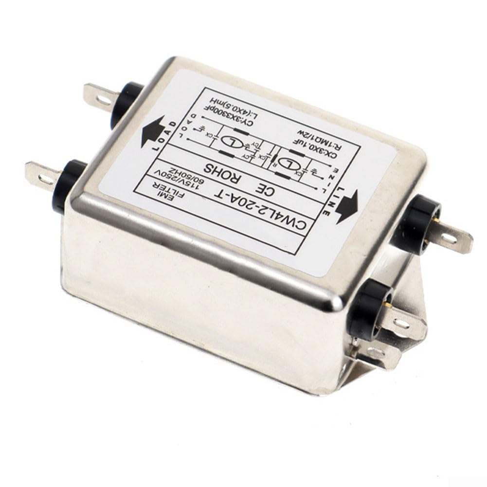 RANRAO Filtre d'alimentation pour EMI Filtre d'alimentation monophasé à double section 3A/6A/10A CW4L2-20A-T, Borne de filtre d'alimentation, Borne de filtre d'pour EMI, Filtre de ligne électrique