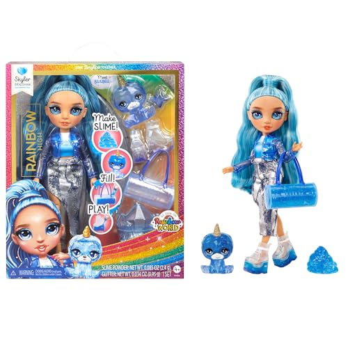 Muñeca Rainbow High Skyler con slime y mascota mágica miniatura 1