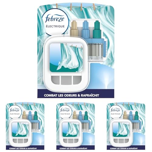Febreze 3Volution Linge Frais Kit De Démarrage Diffuseur Électrique, Diffuseur + Recharge de 20ml, 3 Parfums en Alternance, Combat les Odeurs en Continu,...