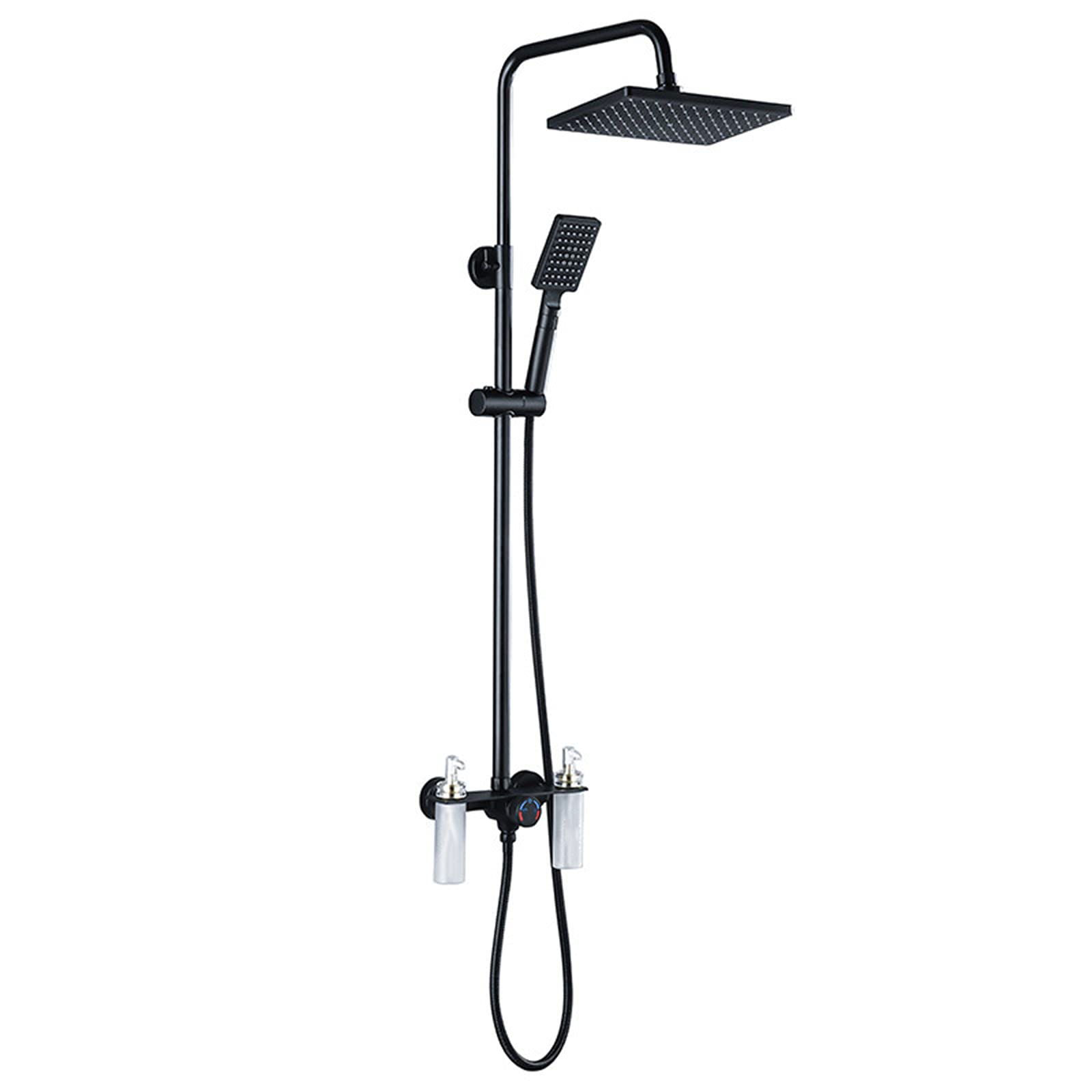 SWENEEN Handheld Showerbathroom Shower Mixer Set,Adjustable Rain Shower System With 3 Function Hand Shower And Square Wall Mounted Shower Faucet Set,