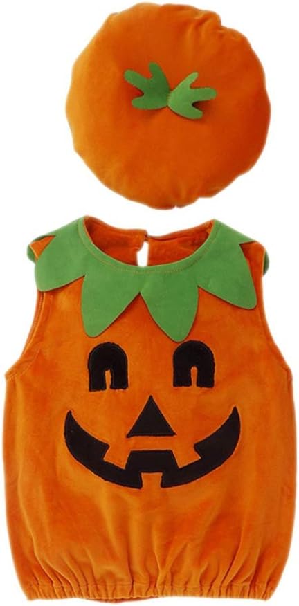 Kids Halloween Costume Pumpkin Fancy Dress Cosplay Party Costume Clothes with Hat for Baby Boys Girls