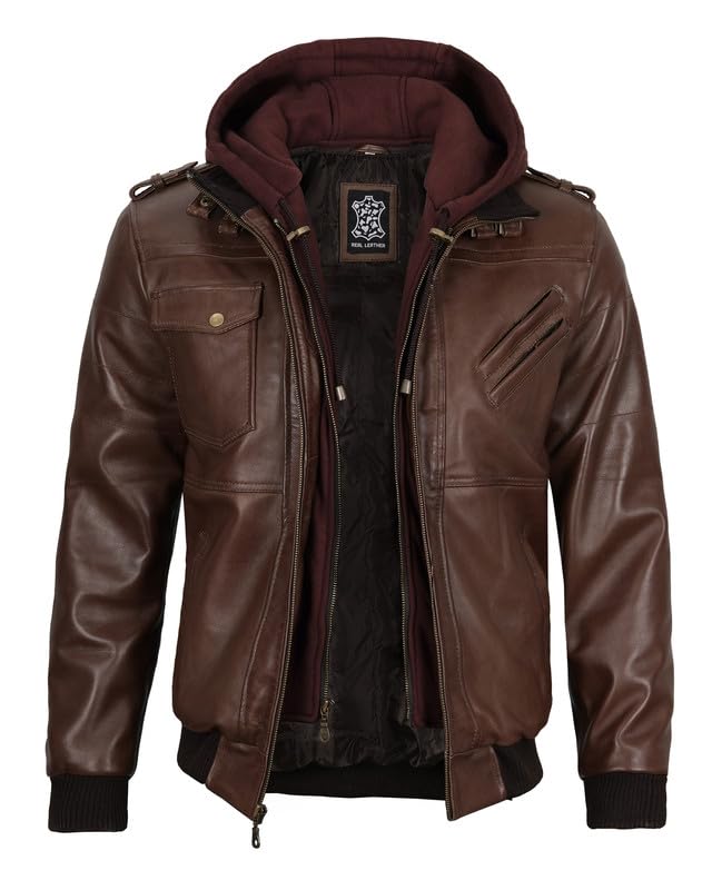 Image of Decrum Bomber Style Real Lambskin Leather Jackets for Men
