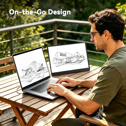 Image of JUSTTHINK 15.6 inch Portable Monitor 2.5K 2560x1440 165Hz IPS, 100% sRGB HDR USB-C HDMI Gaming Travel Monitor, Plug and Play Second Screen for Laptop PC Mac PS5 Xbox Switch