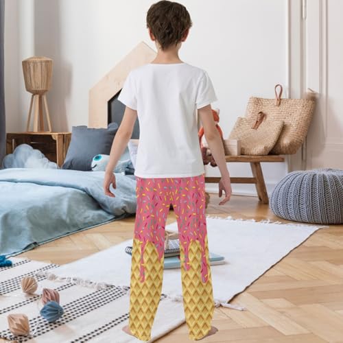Boy's Pants Ice Cream Pink Jogger Pants Elastic Waist Long Bottoms Trousers with Pockets 6-14 Years3