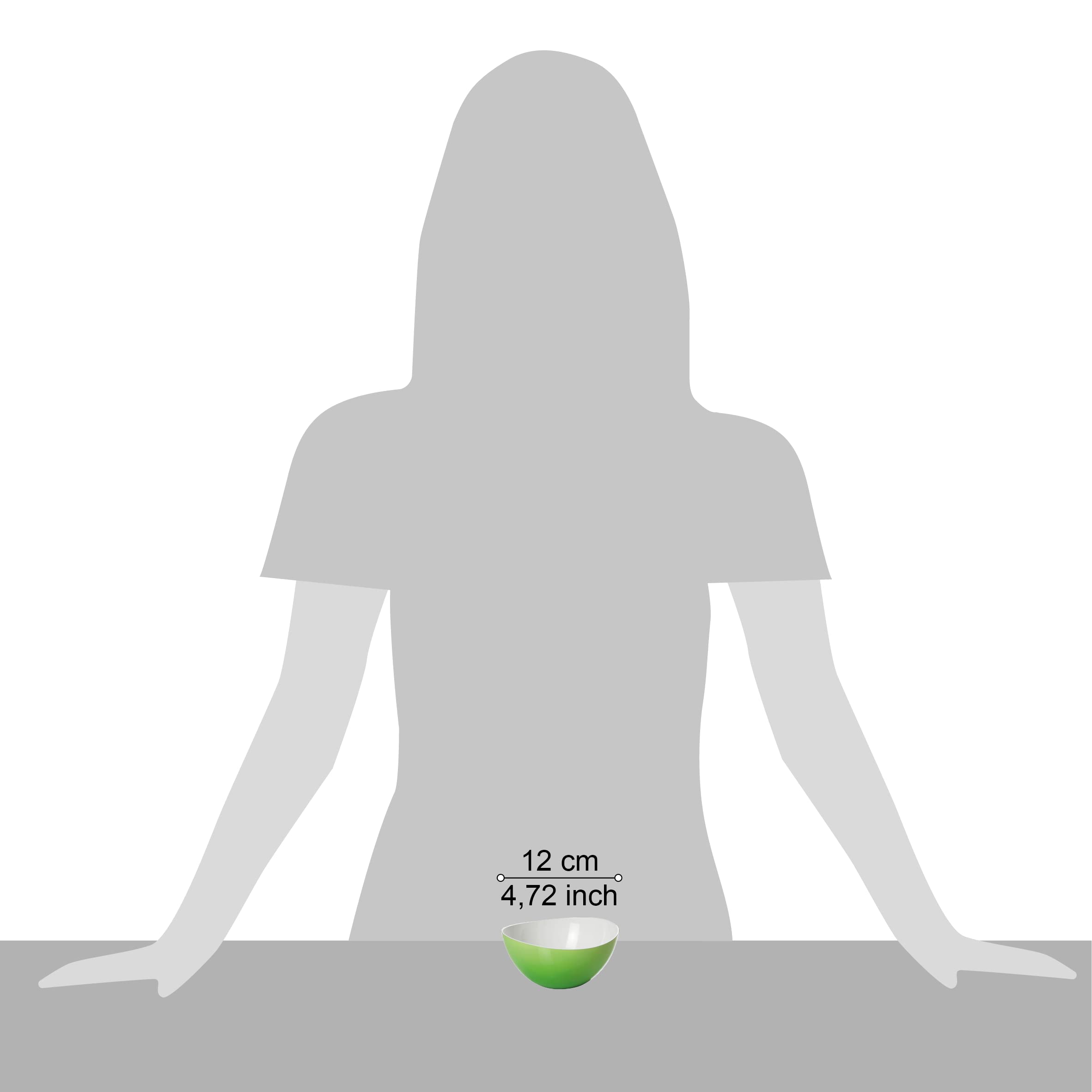 Omada Design 3 Bowls of 4.72 inch and 8.8 fl oz with White Interior and Colored Exterior,Trendy Line, Green, 12 cm - Image 3