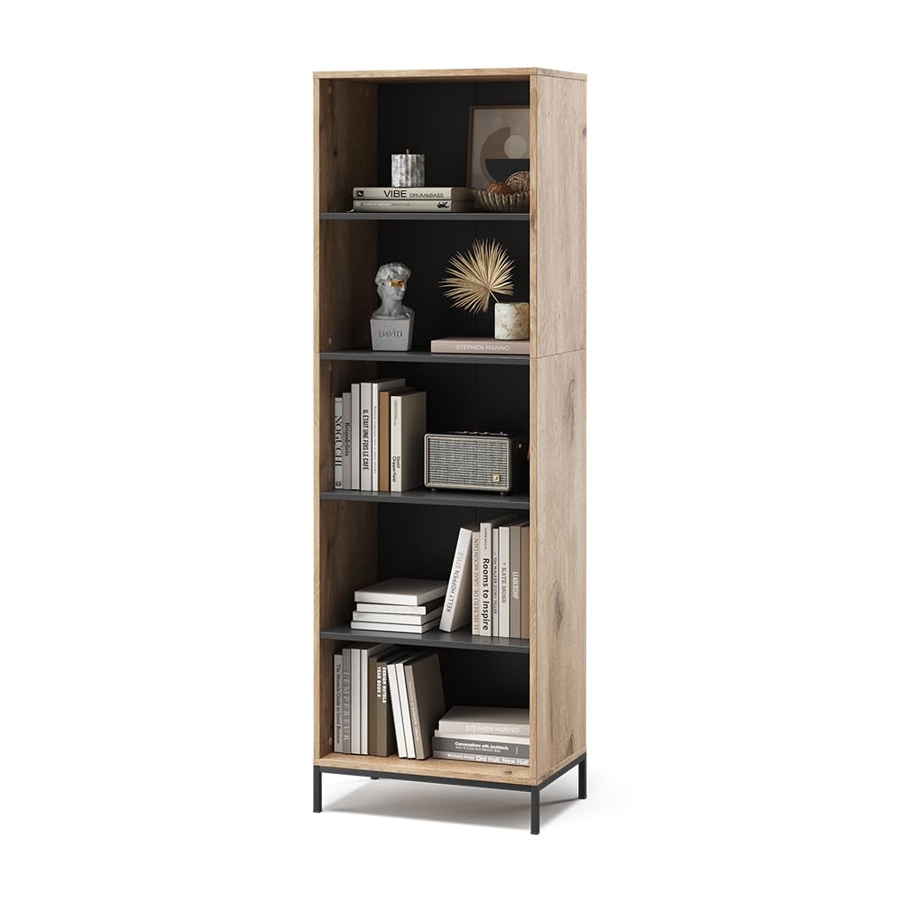 Vicco Regał na książki "Eliza", Viking Oak, 60 x 180 cm | z 5 przegródkami, convient pour le rangement de livres et d’objets de décoration